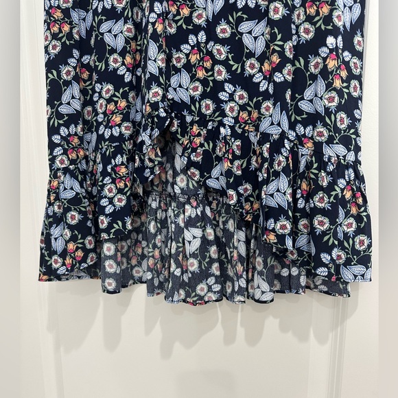 Loft Floral Navy hi low ruffle Skirt L - Picture 6 of 11